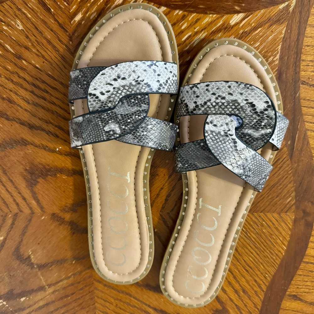 Ccocci Snake Skin Print Slide Sandals Size 7